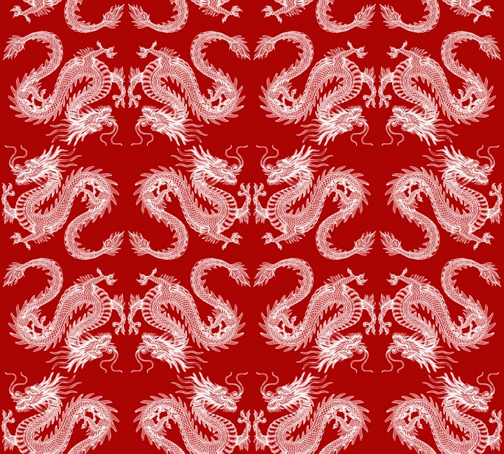 Chinese dragon sketch. Hand-drawn vector illustration. Traditional China seamless pattern. NOT AI generated